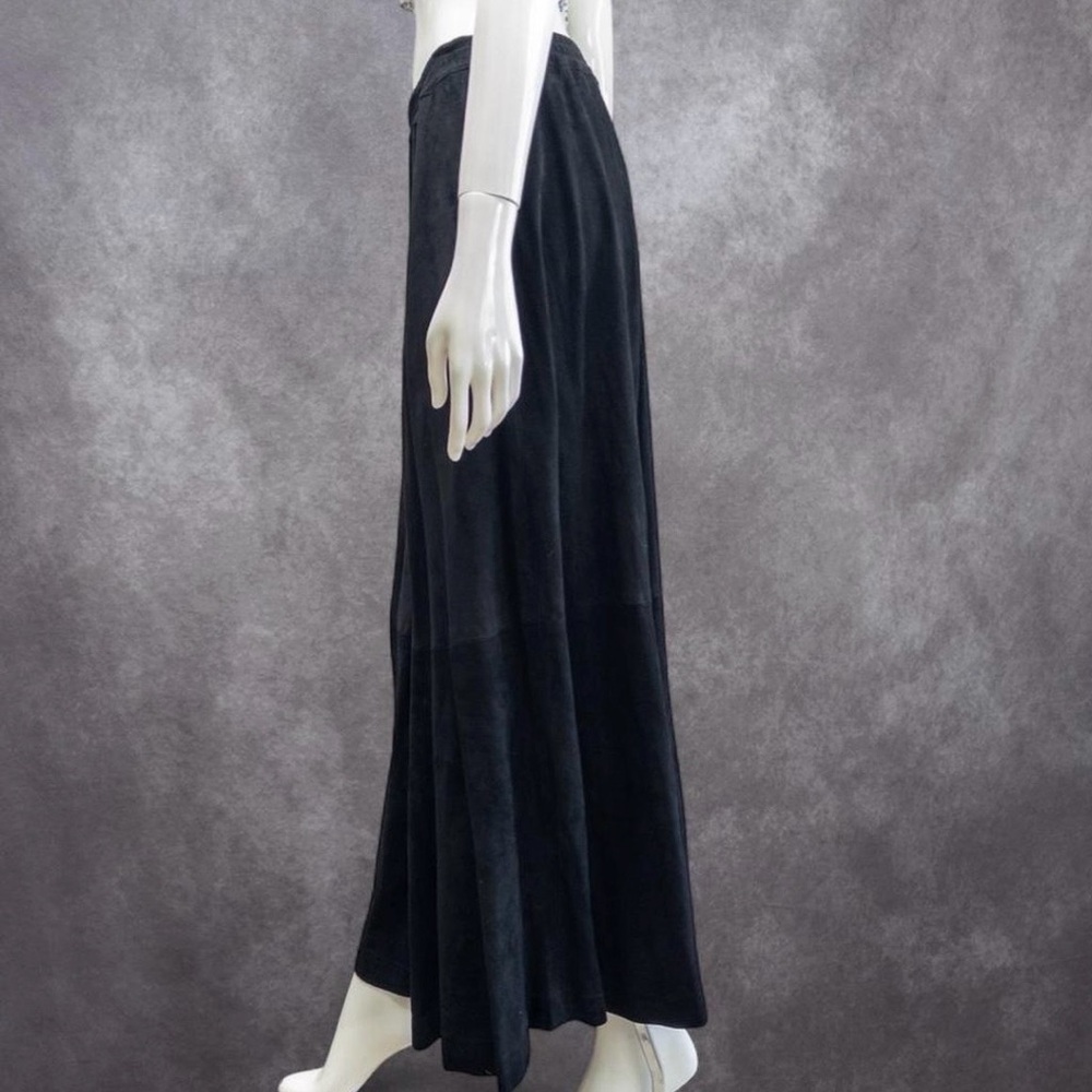 Eskandar Suede Black Maxi Skirt, Elastic Waistband,โ Neiman Marcus, Size ~1-5 - Picture 2 of 8